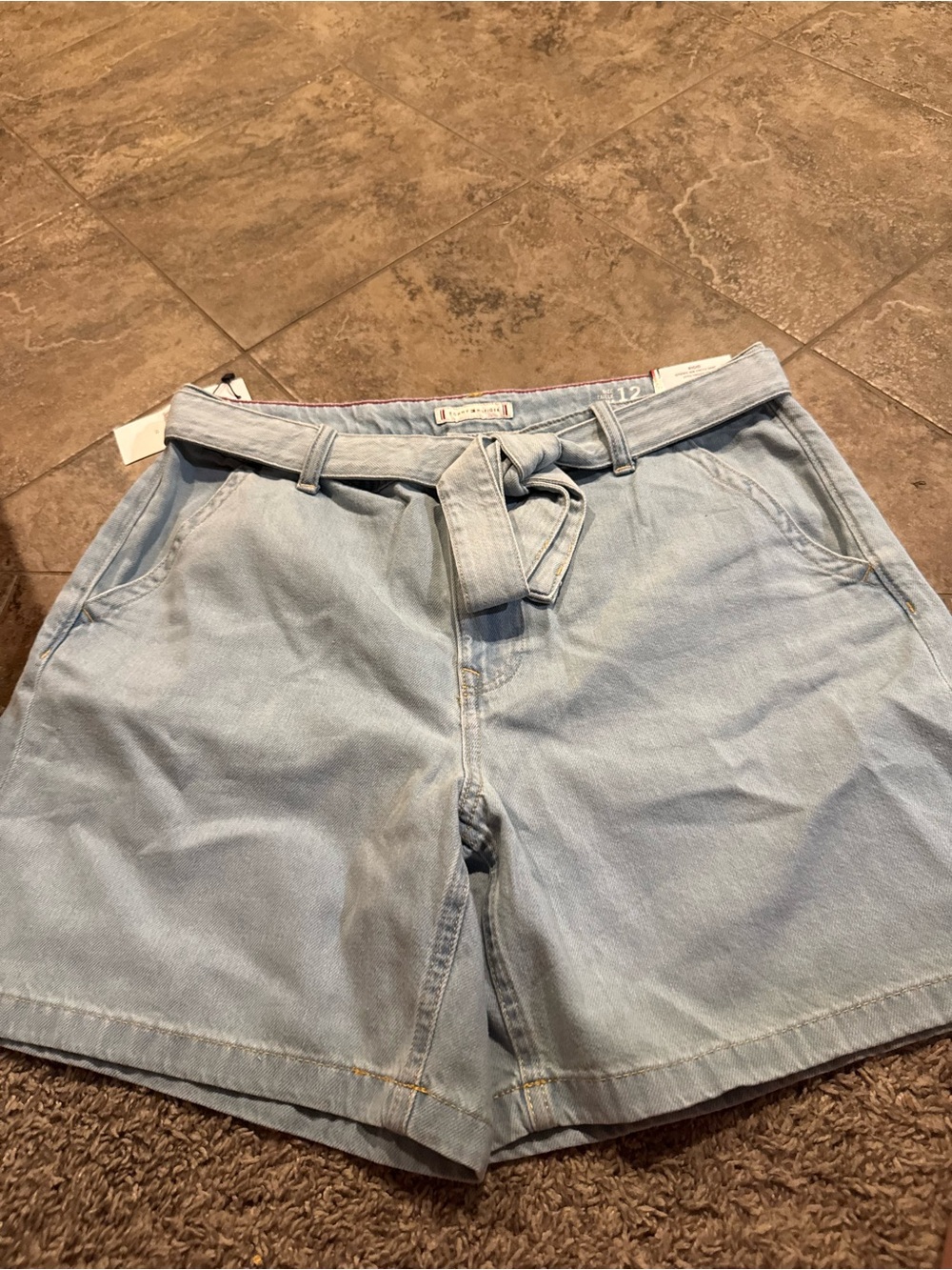 🐒Light Blue Women's Tie-Belt Tommy Hilfiger Denim Shorts